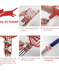 Assembly guide for Telescoping Fruit Picker Pole with Basket featuring clamps and adjustable aluminum handle.
