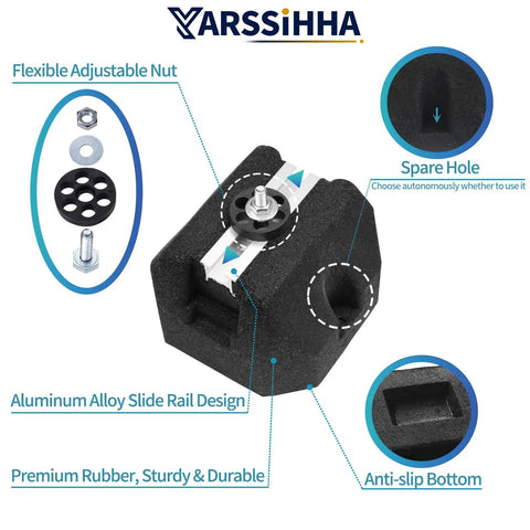 Heavy Duty Mini Split Base Pad Set for Ductless AC and Heat Pump, rubber anti-vibration mounting pad with aluminum rail