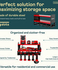 Heavy Duty Power Tool Organizer Wall Mount With Metal Drill Holder And Cordless Tool Chest Rack For A Pro Garage Setup Premium Shelving Pegboard Shed Storage Red with 5 slots