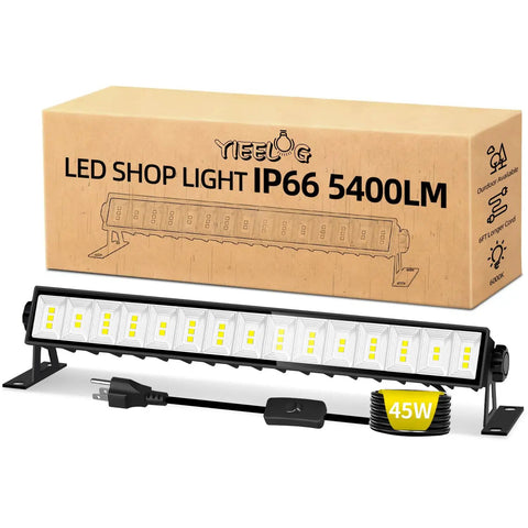 Super Brighter 5400LM 45W LED Shop Light With 6Ft Cord And On Off Switch For Garage Workshop IP66 Waterproof Outdoor Bay Lighting