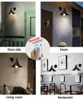 Two Pack Black Swing Arm Wall Sconces With Remote Control Cordless Battery Powered LED Wall Lamps Dimmable Indoor Wireless Mount Lights for Bedroom, Living Room, Door Side, Eaves, Restaurant Scene
