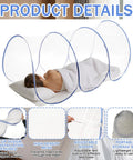Two Large Pop Up Mosquito Nets Set For Bed Camping And Travel Portable Foldable Bug Netting Mesh Canopy For Adults Includes Storage Bag 74.8 x 35 x 35 Inches Ideal For Patio Or Bedroom