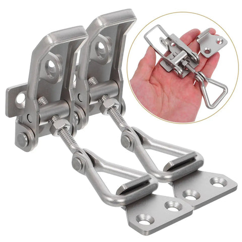 Two Pack Tough As Nails Heavy Duty Stainless Steel Toggle Clamp Latch with Lock Hole Design and Quick Release for Smoke Doors