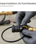 Water Heater Flow Sensor Switch Kit With Turbine Flow Meter And Hall Effect Sensor Direct Replacement No Fuss Easy Install Energy Efficient Flow Rate Monitor For Accurate Home Plumbing installed by gloved hands