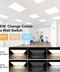 Super Bright 40W 2x2 LED Flat Panel Light 4 Pack, 4400 Lumen, Color Switchable 3000K 4000K 5000K usage in gym setting