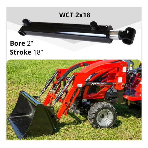 Beefy Heavy Duty Welded Hydraulic Cylinder 2 Inch Bore 18 Inch Stroke With Cross Tube Ends Double Acting 3500 PSI Industrial Grade