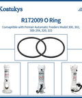 Two Pack O Ring Replacement Set For Pentair Rainbow Chlorinator Fits R172009 And O283 Compatible With Models 300 302 19 29 29X 320 And 322 Durable Rubber Compound Gasket, black O-rings shown with Rainbow chlorinator models