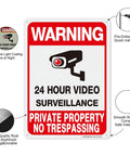 2 Pack Private Property No Trespassing Sign Set For Outdoor Use Video Surveillance Signs In Rust Free Aluminum 10 by 7 Inches UV Protected