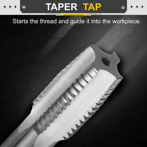 Close-up of Top Shelf 7/8 To 9 BSW Taper Hand Tap crafted from high-speed steel, showing tapered threading for accurate cuts.