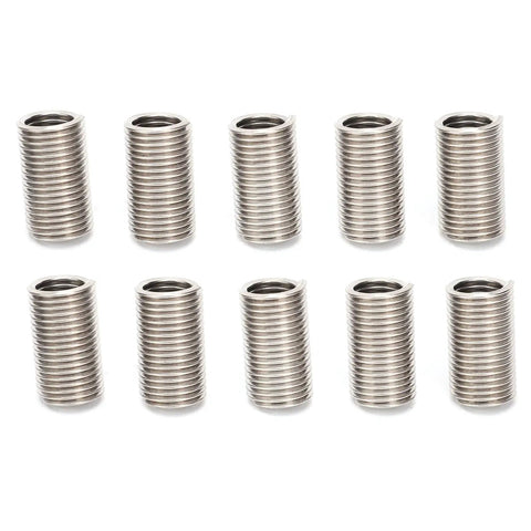 10 stainless steel coiled inserts from 50 Piece Wire Thread Insert Sleeve Kit For M10 X 1.5 Screws