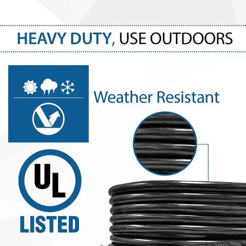 Heavy Duty Outdoor Generator Extension Cord 50 Ft 30 Amp NEMA L14-30 UL Listed Four Prong Locking Plug 125/250V Robust Cable