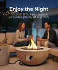 Outdoor Propane Fire Pit Table Set With Tank Cover For Backyard Hangouts And Patios, 2-Piece 50,000 BTU Concrete Bowl Fire Pit