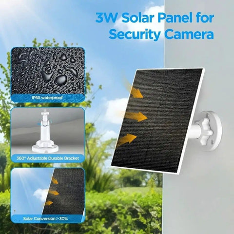 Mounted 5V 3W Solar Panel For Smart Bird Feeder And Outdoor Security Camera with IP65 Waterproof Build, outdoor-use bracket