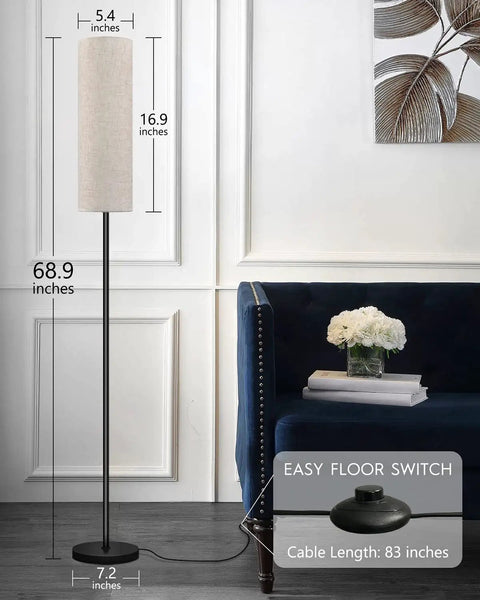 Smart RGB LED Floor Lamp For Living Room And Bedroom, 69 Inch Tall Modern Standing Lamp With Remote And WiFi App Control, Linen Lampshade