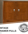 Vintage Flower Drawer Pulls, 4-Piece Set, 36mm Antique White Nickel Finish, European style cabinet handles on wood dresser