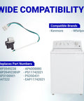 Ultra Durable Washer Lid Switch For 3949238 Fits Whirlpool And Kenmore Washers pictured with compatibility details.