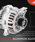 Die-cast aluminum alternator with six groove pulley for Ford Mustang 1999-2004 4.6L V8 SOHC 12V 105A clockwise rotation