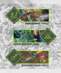 Prospector's Serrated Edge Digger Compact Shovel Trowel for Gardening and Metal or Gold Prospecting and Detecting in use