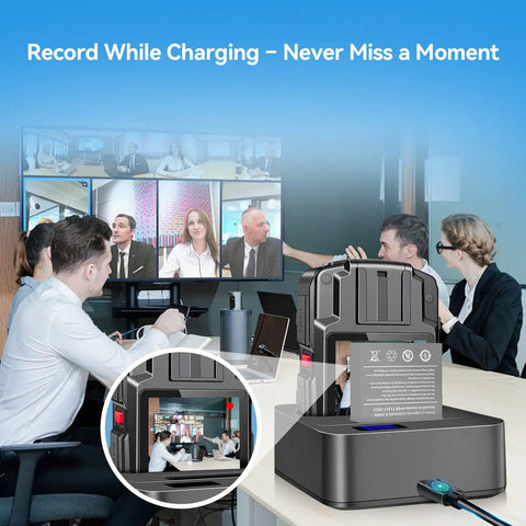 V8 Body Camera Charging Dock And 3-In-1 Station With Live Led Indicators for desk setup, charging while recording