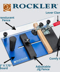 Coping Sled For Router Table With Round Handles For A Solid Grip And Smooth Operation, Toggle Clamp For Easy Tool Free Adjustments