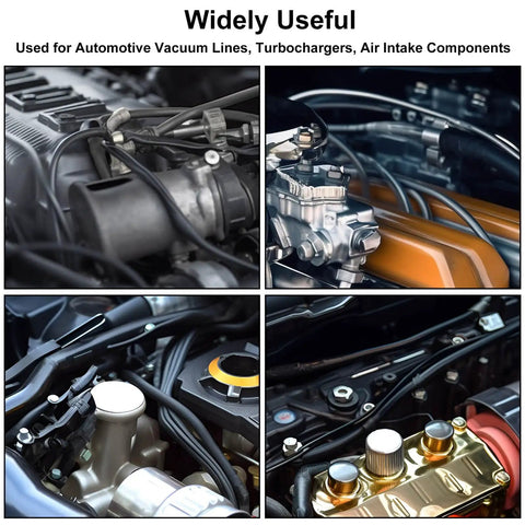 Six Piece Silicone Vacuum Tubing Hose Kit For Automotive Use installed in engine bays