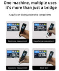 Digital Tweezers Tester And SMD Component Analyzer Multimeter For Circuit Board Repair with Auto Recognition showing various measurements.