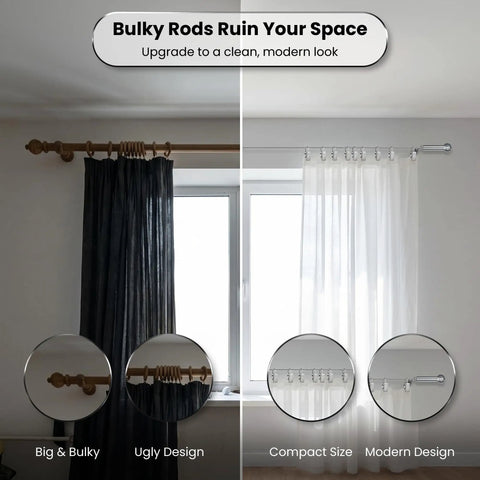 Stainless Steel Curtain Wire Rod Set 16.4 Ft With 24 Clips And Corner Connectors For Easy No Fuss Flexible Angled Installations Great For Windows Balconies Or Wall Mounted Curtain Panels, shown with sheer curtains