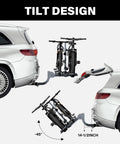 Dope 2-Bike Hitch Rack For Car With Quick Release Handle, Wobble Free, Smart Tilting in use on SUV with trunk open