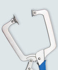 Heavy Duty C Clamp With Swivel Pads Vise Grip Locking Pliers 18 Inch face clamp angled view showing jaw construction