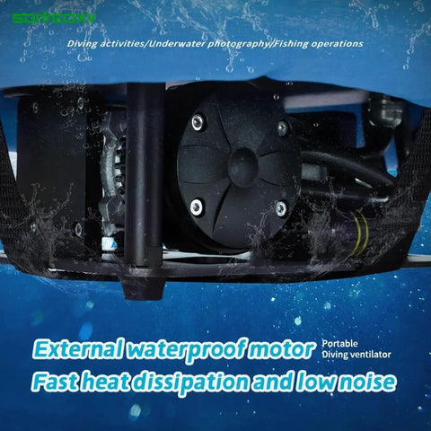 Tankless Underwater Breathing System With Rechargeable Waterproof Air Compressor And Regulator in operation