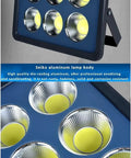 JUDYSSY Led Floodlight Outdoor 100-600W showing high brightness LED chips in Seiko aluminum lamp body.