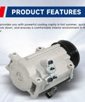 Top Shelf AC Compressor And Clutch Assembly Compatible With Buick Enclave Chevy Traverse Gmc Acadia Outlook 3 6 Liter Drop Right In side view showcasing compressor features.