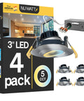 3 Inch LED Gimbal Recessed Downlight Canless 4 Pack With 5 CCT Color Switch 2700K To 5000K 8W 600 Lumens Dimmable 120V Brushed Nickel