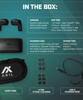 XCOR Pro Wireless Earbuds With Bluetooth, Touch Control, HearPRO Sound Enhancement, Hearing Protection, Dust And Water Resistant, Wind Resistant True Wireless Buds shown with accessories including case and charging cord