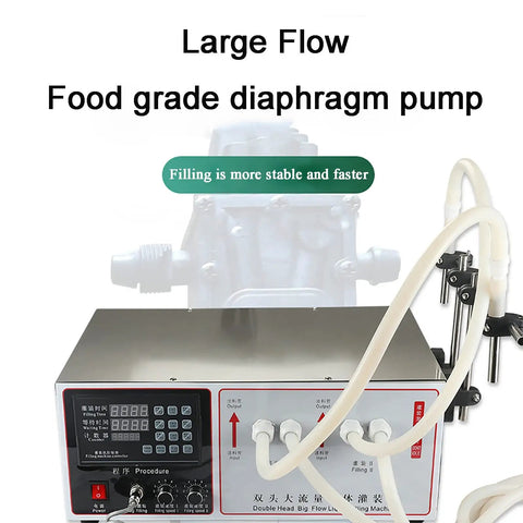 High Performance Double Head Peristaltic Pump Liquid Filling Machine With Digital Screen and No Drip Nonsense, food grade diaphragm pump.