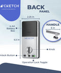Back panel of 4 In 1 Smart Door Lock With Wi Fi Keyless Entry Fingerprint Scanner Keypad And Remote App Access Easy Direct Fit