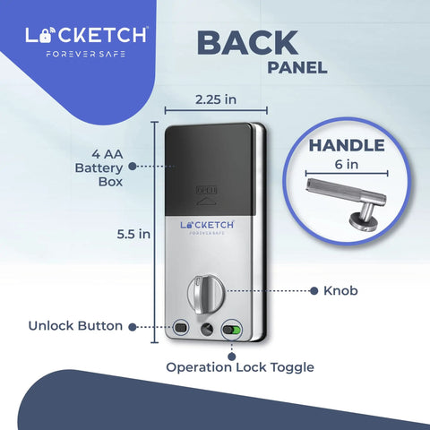 Back panel of 4 In 1 Smart Door Lock With Wi Fi Keyless Entry Fingerprint Scanner Keypad And Remote App Access Easy Direct Fit