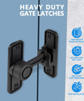Sliding Barn Door Lock Latch Hardware 90 And 180 Degree Dual Slide Lock for home security, black zinc alloy latch on blue door
