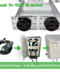 Straight Up Rugged Outdoor EV Charger Enclosure For Tesla NACS And J1772 Plugs, dual 14-50R bracket with stainless finish.