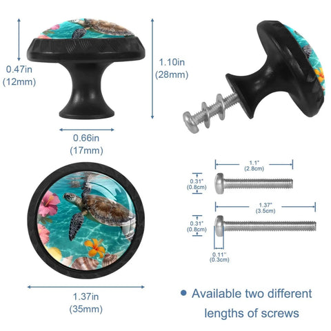 Top Notch Crystal Glass Cabinet Knobs And Drawer Pulls Boasting Sea Turtle Floral Style Super Durable For Kitchen Cupboards Dressers And Wardrobes Straight Fire Home Upgrade 4 Pack with dimensions and screws.