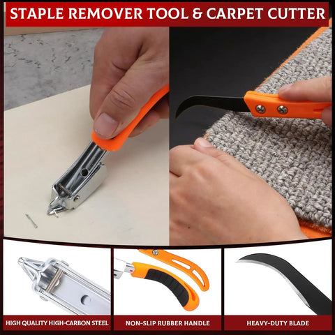 12 Piece Nail Puller And Trim Removal Tool Kit Including End Cutting Pliers Baseboard Tool Cat's Paw Nail Puller Car Clip Remover Tools Pry Bar Staple Remover Tool Carpet Cutter And Hook Tools For DIY Auto And Home Repair for carpet and staple removal