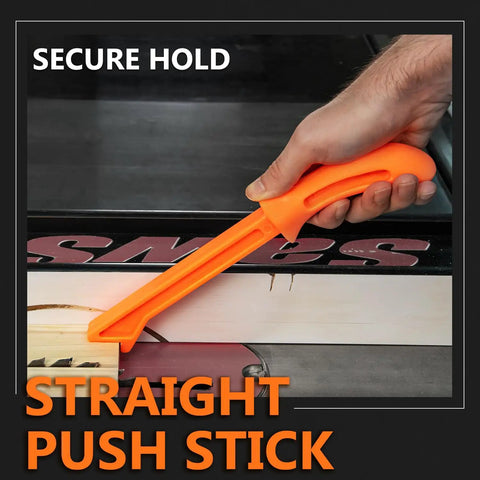Person using straight push stick from Tandem Featherboard And Push Sticks Set For Table Saws Routers Band Saws And Jointers
