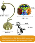 Rose Floral Stained Glass Table Lamp With Antique Brass Curved Base, Handmade Reading Lamp, LED Bulb Included disassembled parts