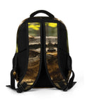 Back view of Rock Snack Raccoon Print Backpack Unisex Large Capacity Daypack with padded straps and breathable fabric