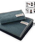 Barista Cleaning Towel Set With Hook Pack Of 3 Microfiber Cloths for espresso machines, includes two 30x30 and one 30x60 towel