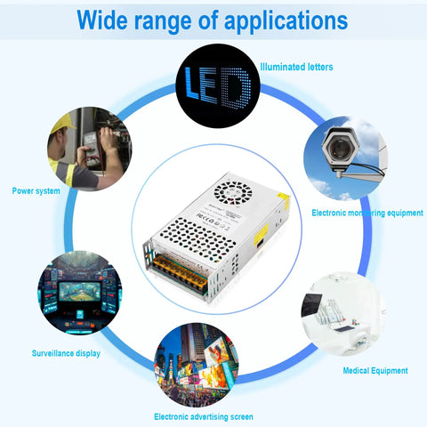 12V 50A 600W DC Switching Power Supply Dope Regulated SMPS For LED Strip Lights CCTV Security Systems And Computer Projects With 110V 220V Input For DIY Projects, metal case