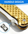 Universal Quick Open Thumb Studs For Folding Knives Kwik Compatible, showing gold handle design and silver stud detail.