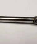 SN 2 Inverted Cone Carbide Burr With Double Cut For Metalworking, Three Eighths Inch Shank, solid tool on plain background.