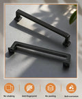 Matte Black Cabinet Pulls Pack Of 20, 5 Inch Length, 128mm Hole Center, shown on textured surface