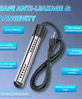 Handheld Camping Shower With Quick Immersion Heating And 6000mAh Rechargeable Grip Featuring Bright Digital Display showing anti-leakage heating element and power cord.